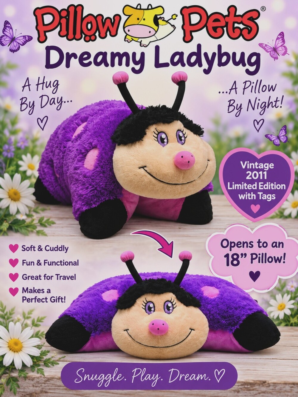 Pillow Pets Dreamy Ladybug Vintage 2011 Limited Edition Release